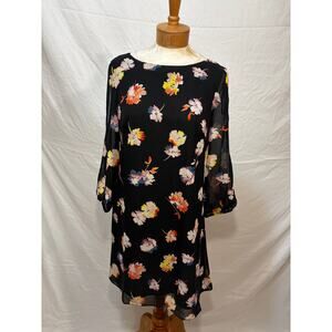 Kensie Flowy Floral Dress w/ Sheer Split Sleeves (Size 10)